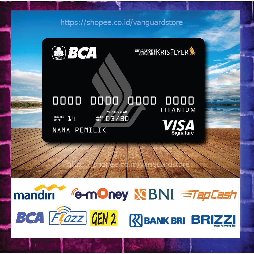 KARTU E MONEY E TOLL KARTU VISA TITANUM BLACK DEBIT CREDIT EMONEY MANDIRI FLAZZ BCA BNI TAPCASH BRIZZI BRI - 1 SISI