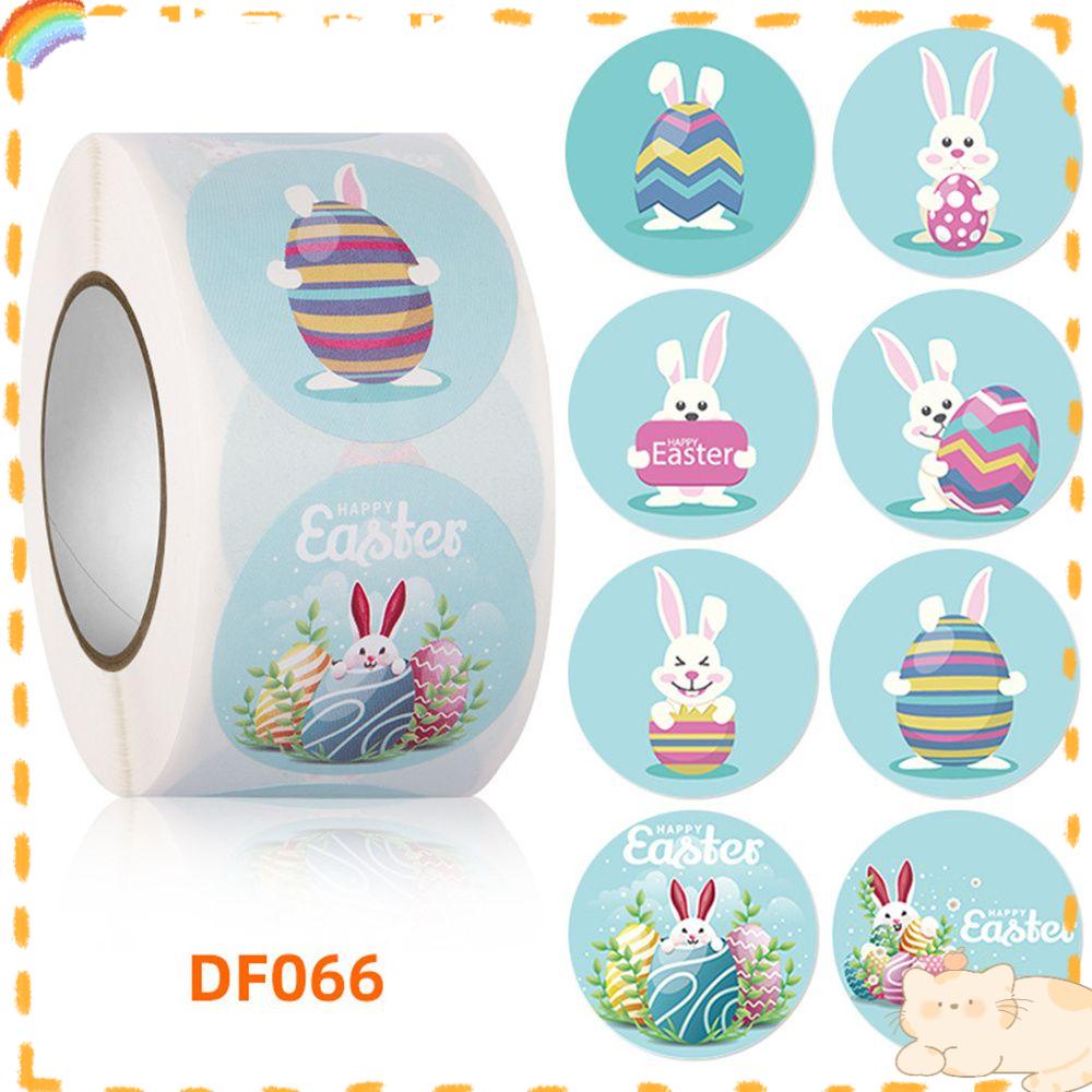 Solighter 500 Pcs/roll Paskah Stiker Pesta Dekorasi Amplop Kelinci Paskah Telur Bunny Self Adhesive Labels Stickers