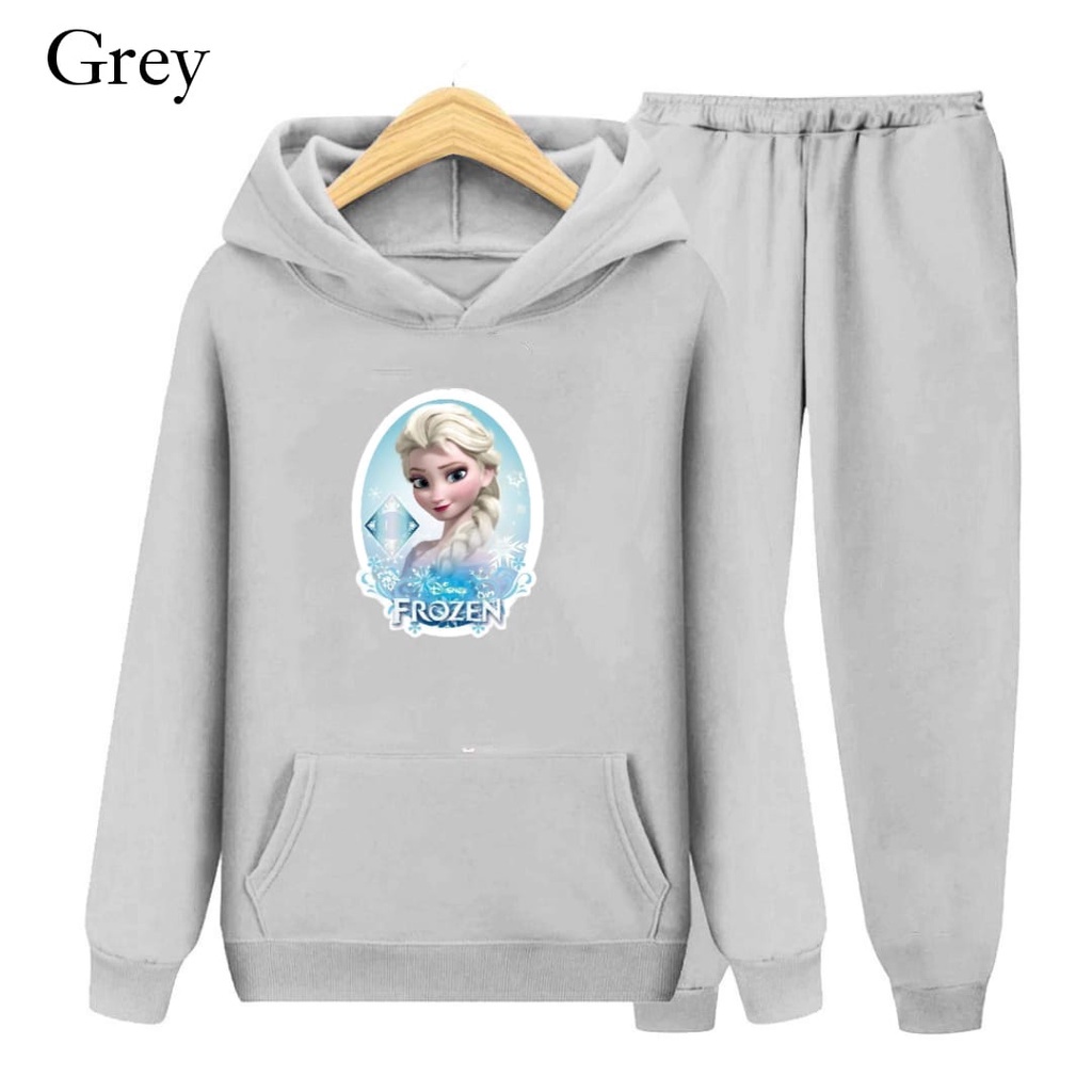 Hzl_outfit Setelan Sweater Hoodie Frozen Anak Perempuan S.M.XL