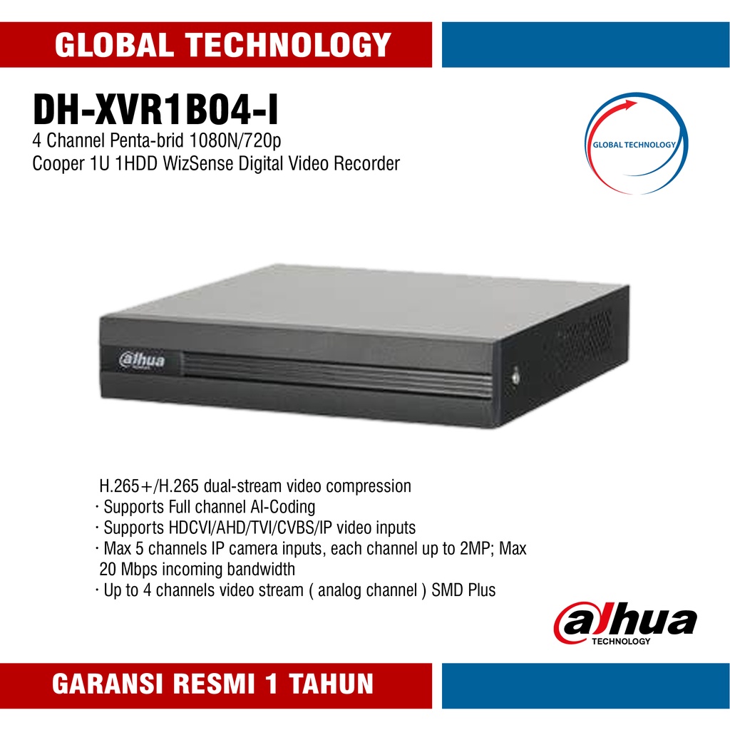 DVR Dahua Series Cooper 4 CH XVR-1B04-I