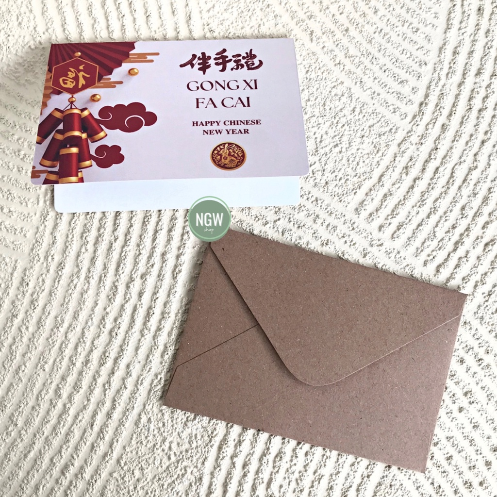 Kartu ucapan GONG XI FA CAI kartu+amplop A6 kraft kado