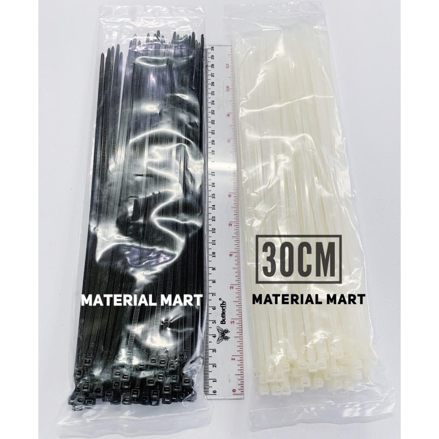 Kabel Ties Putih 30 cm | Cable Ties | Kabel Tis Hitam 300mm 100 pcs | Material Mart