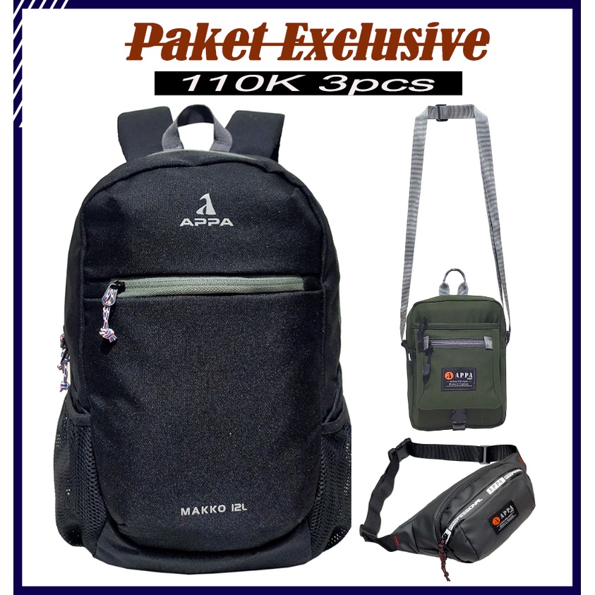 BIG SALE!! Paket 2 IN 1 Tas Ransel 12L Distro Original + Tas Pinggang Original Pria / Wanita TERBARU!!