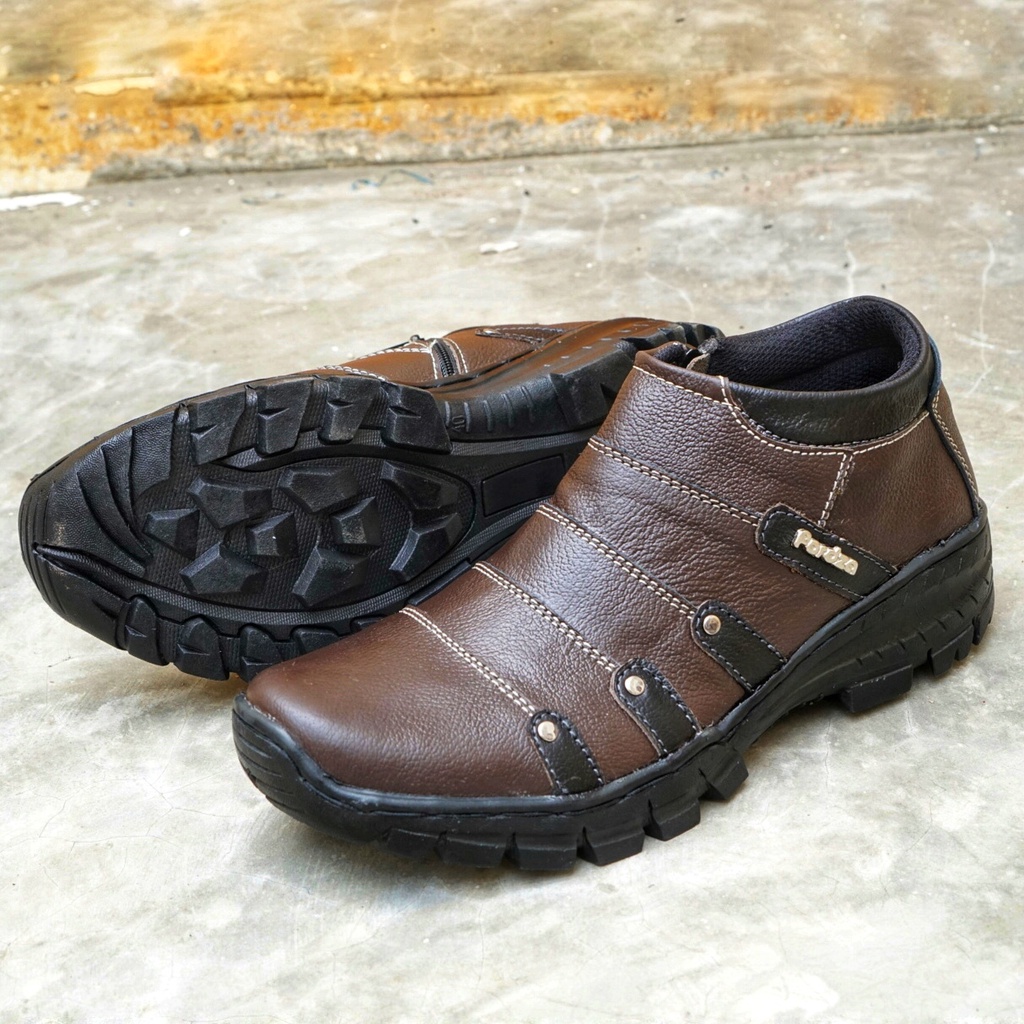 Sepatu Boot Pria Kulit Asli Boots Touring Casual Zipper Non Safety Fordza BKS07