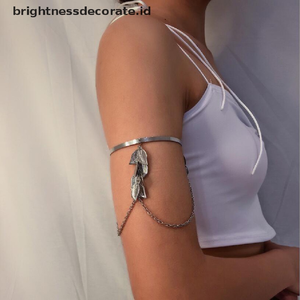 [Birth] Boho Retro Daun Upper Cuff Bangle Ban Lengan Budak Rantai Gelang Perhiasan [ID]