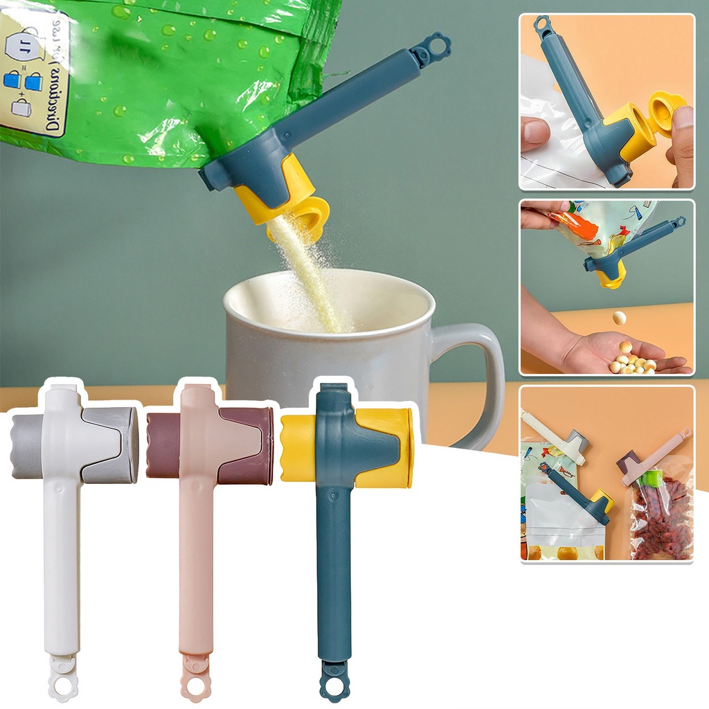 ღ Penyegelan Makanan Klip dengan Discharge Nozzle Makanan Segar Menjaga Paket Sealer Portable Kantong Plastik Klip Makanan Ringan Sealer clamp Dapur Aksesoris