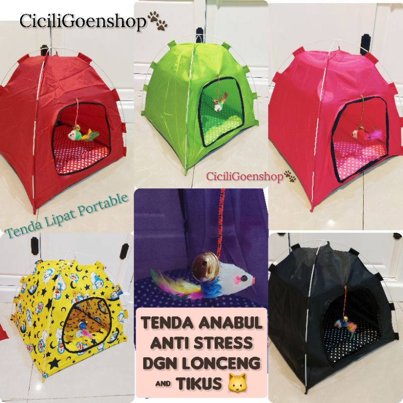 Tenda anabul pake TIKUS DAN LONCENG kamar Kucing anjing gratis Alas Copot Kasur pet tent portable praktis lipat