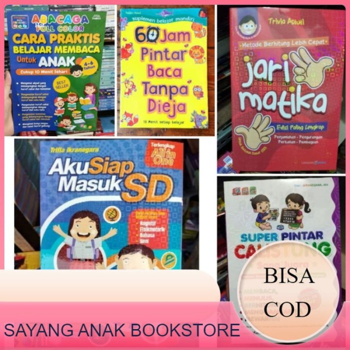 

PAKET 5 BUKU ABACAGA - 60 JAM PINTAR BACA TANPA DIEJA - JARI MATIKA