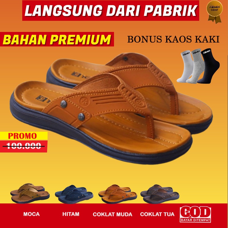 Sandal Sendal Senda Pria Lebaran Kekinian Jepit Kulit Bermerek Mall Trendy Cowok Keren Terbaru Untuk