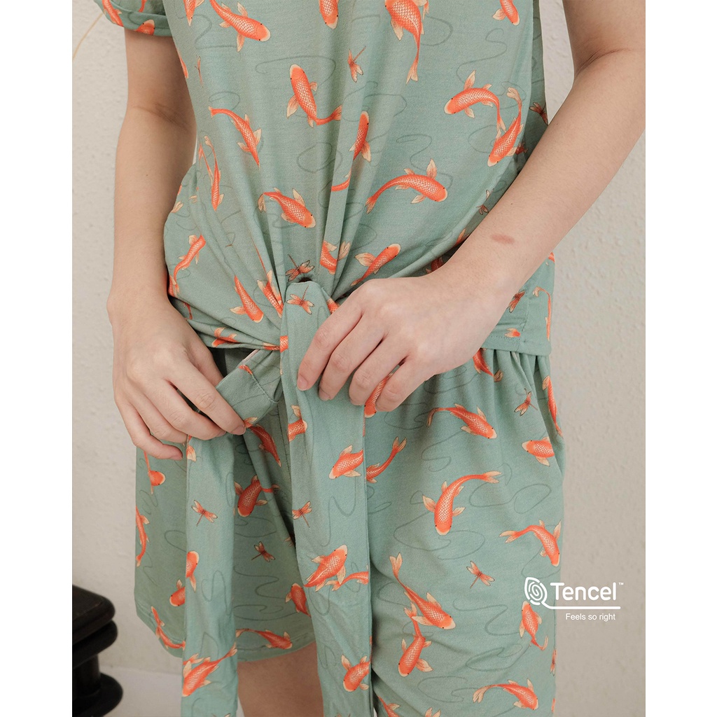 Cielyn - Noi O-Neck Tencel Piyama Wanita Dewasa Set