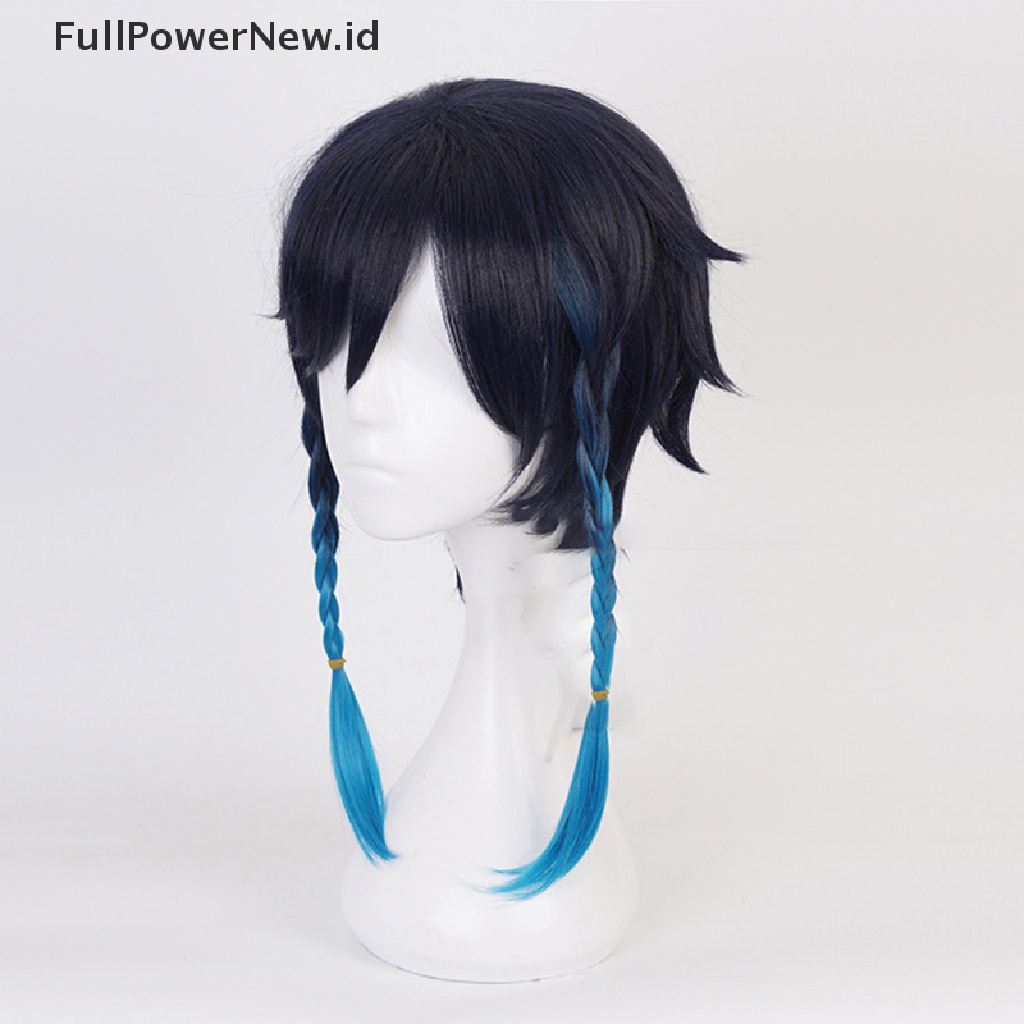 Power Game Genshin Impact Venti Gradient Blue Cosplay Wig Braided Rambut Sintetis ID