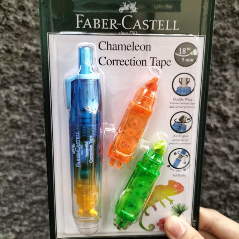Tipx / Correction Tape Chameleon Faber Castell + 2 Refill