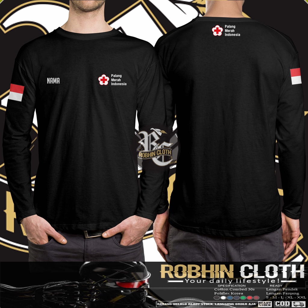 kaos baju PMI Reques nama Lengan Panjang Baju Distro