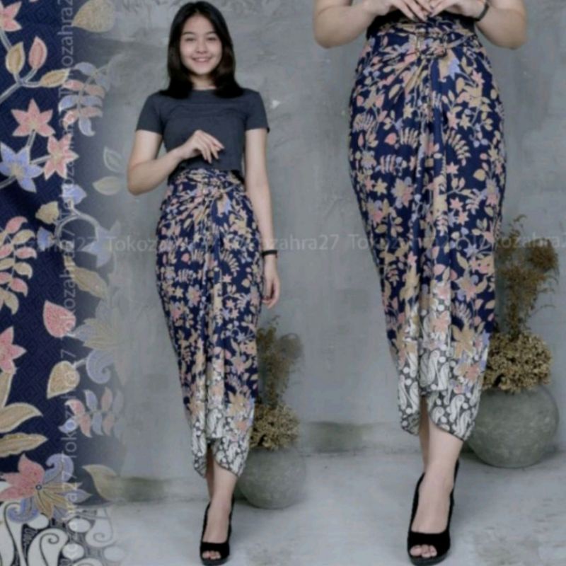 Rok Lilit Batik Couple Hem Lengan Panjang Motif Bogenvile Slimfit