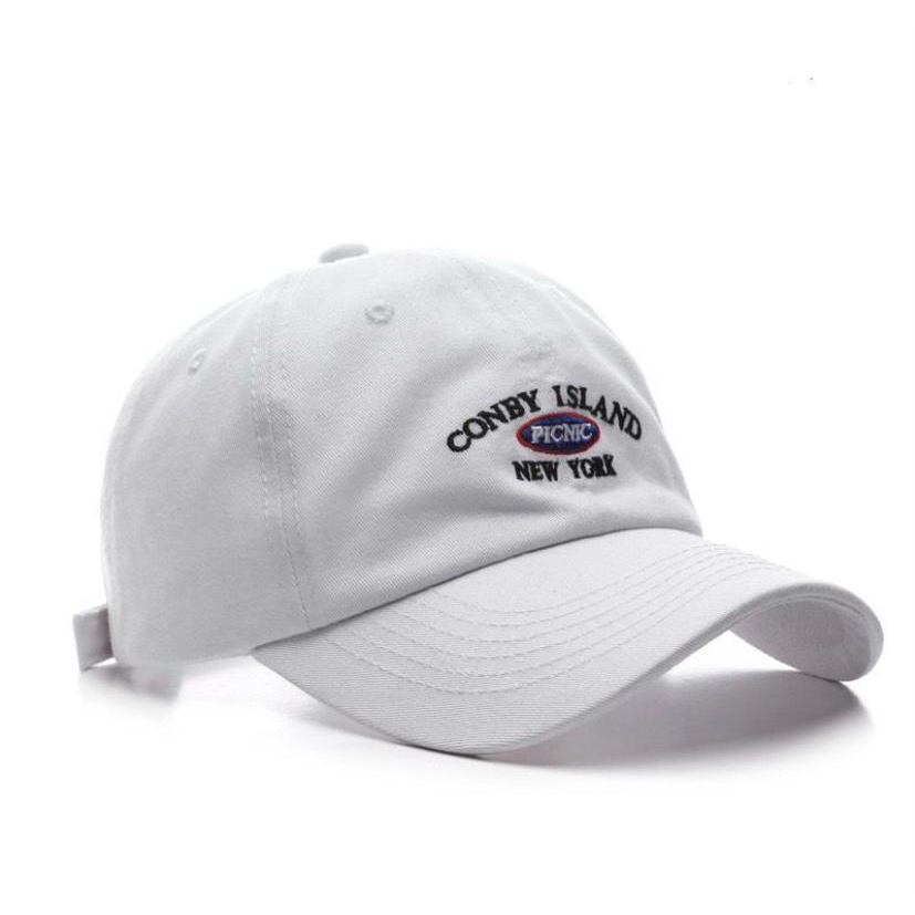 Best Seller - Topi Unisex Cap Hat Cotton Material Bordir Brooklyn Baseball / Baseball Cap Korea Trendy - COD-Conby Putih