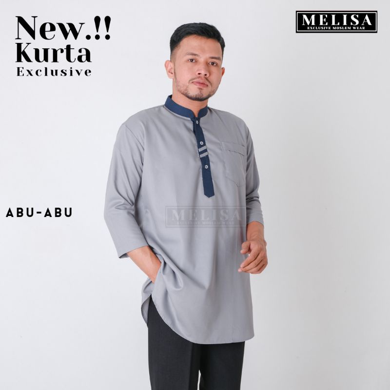 Koko Kurta Dewasa Baju Koko Kurta Pria Lengan 3/4 Warna Abu Abu Bahan Toyobo Super Premium