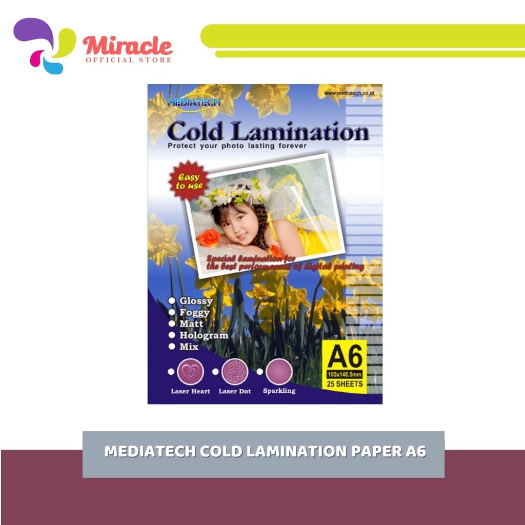 

Mediatech Cold Lamination Paper A6/ Kertas Laminating 25 Sheet - 38004