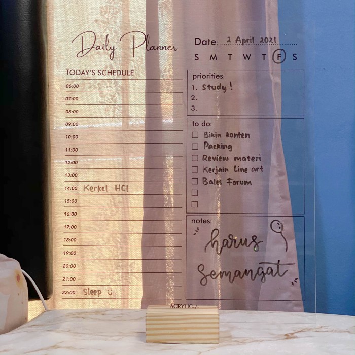 

Acrylic Daily Planner Akrilik Harian Weekly Monthly