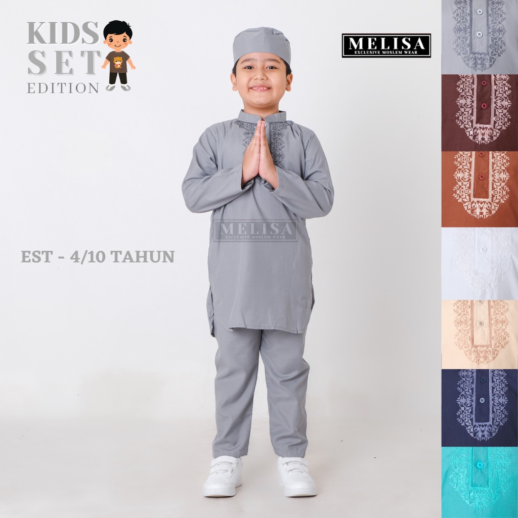 Baju Koko Setelan Pakistan Anak Bahan Poli Katun Sepasang Baju Celana Dan Peci Size S-M -L Buat Anak 4 -10thn