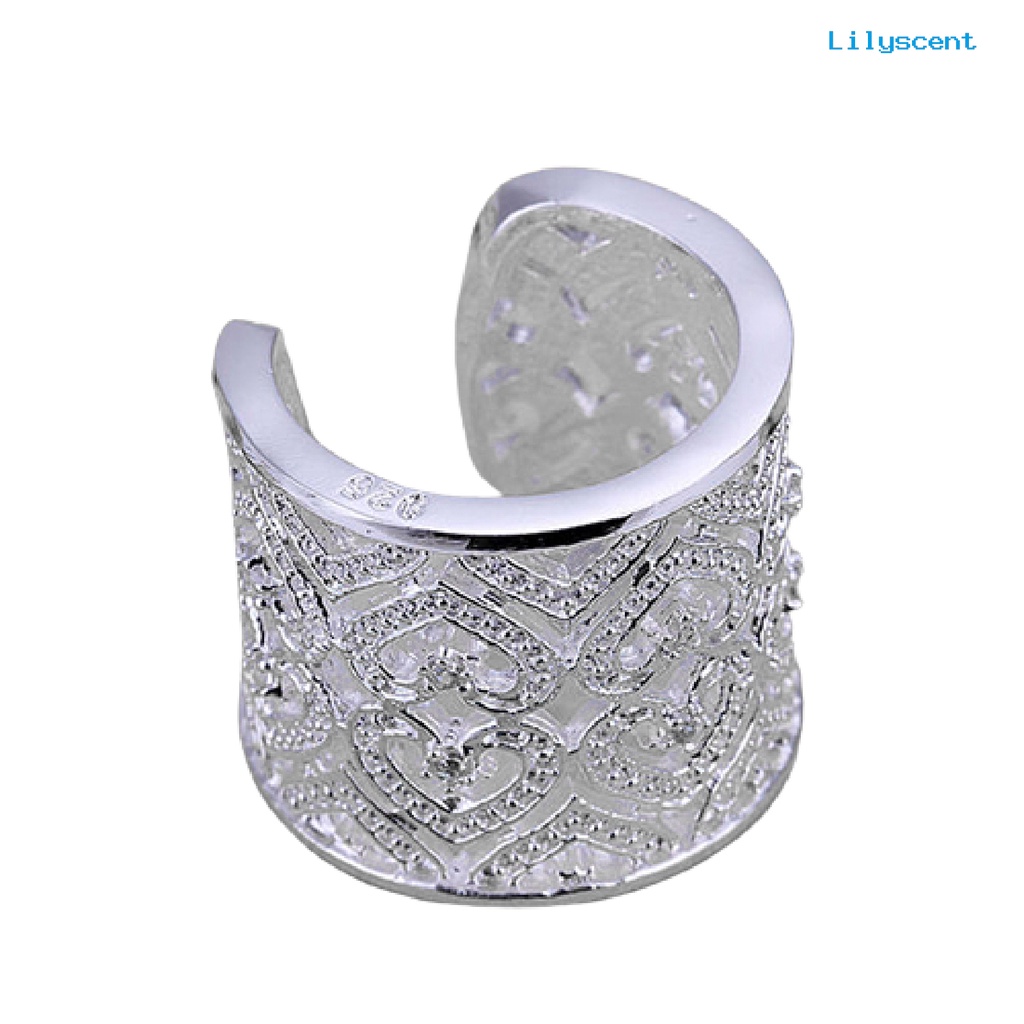 [LS] Cincin Jari Hollow Adjustable Berlian Imitasi Tiny Open Hearts Ring Untuk Kehidupan Sehari-Hari