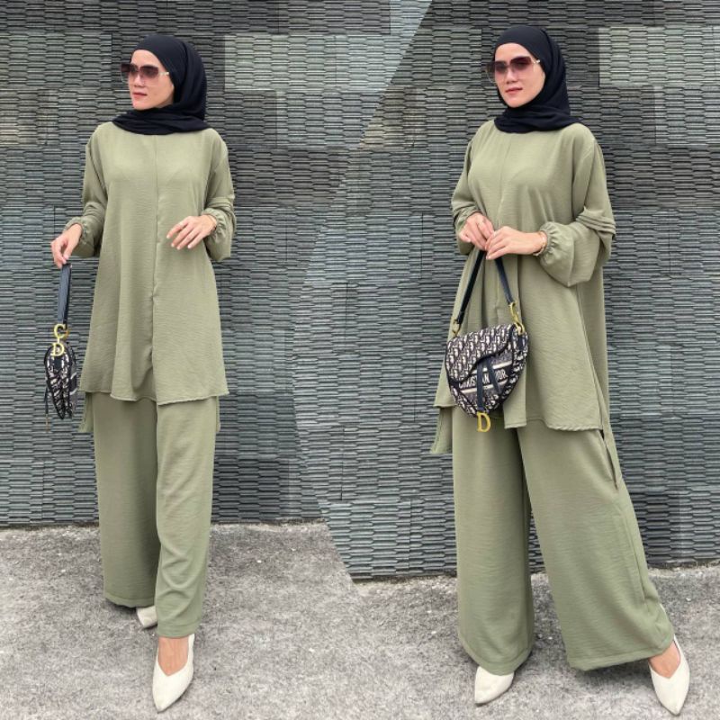 Set Tunik Crinkel/ Set Kulot/Set Celana Crinkel Airflow Premium /One Set Crinkel Viral