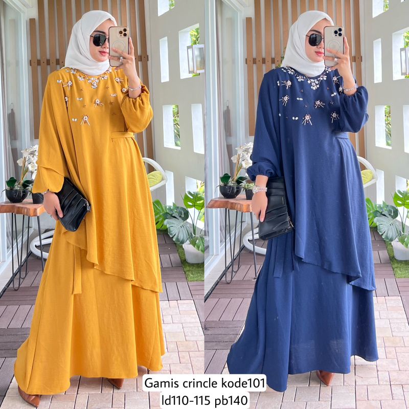 (FLASH SALE) Gamis Crincle Permata Alvaro Collection / Gamis Crincle Payet / Gamis Payet / Gamis Leb