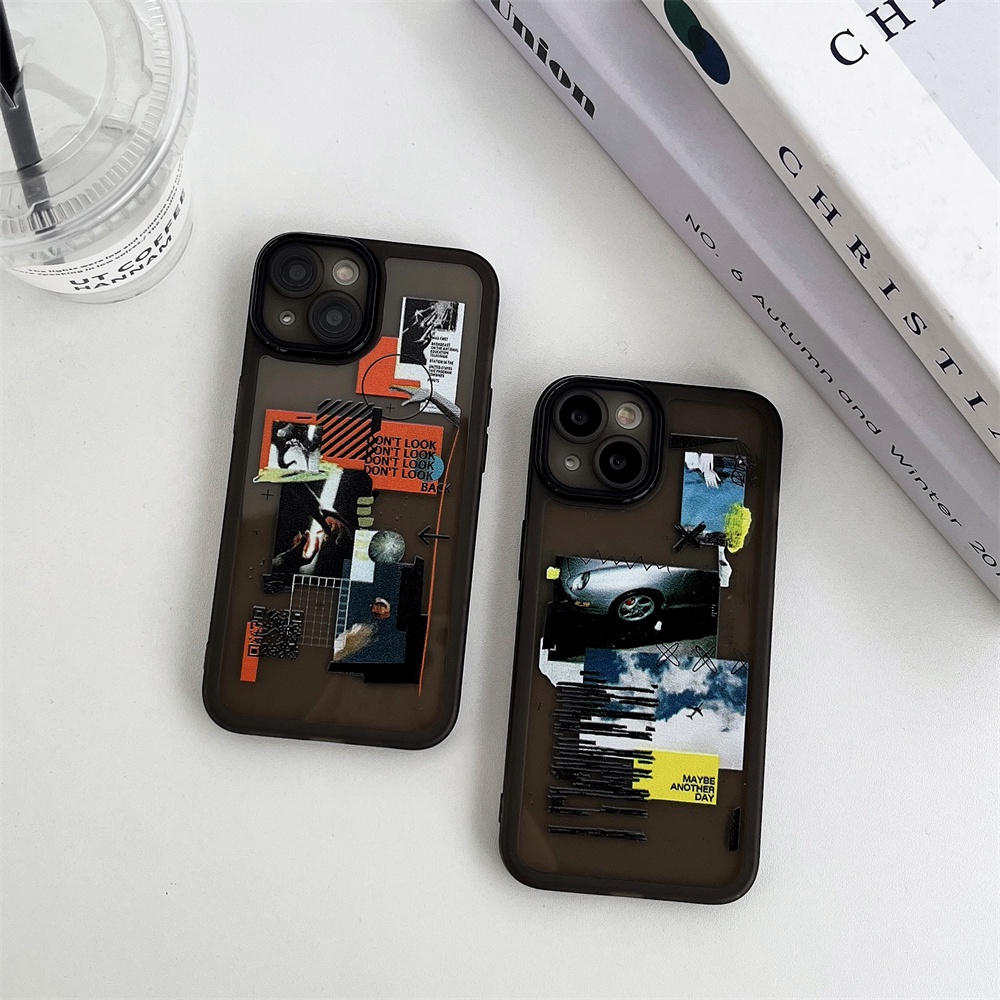 IPHONE  Luxury Silicone Clear Case High Street Hip-hop Street Culture Bumper Untuk Iphone14 13 11 12 Pro Max Mini XR X XS Plus Plating Lembut Shockproof Cover