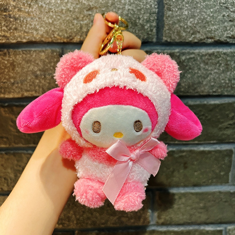 KEYCHAIN GANTUNGAN KUNCI SANRIO MELODY CINNAMOROLL KUROMI POMPOMPURIN POCHACCO DOG HELLO KITTY HOODIE IMPOR LUCU