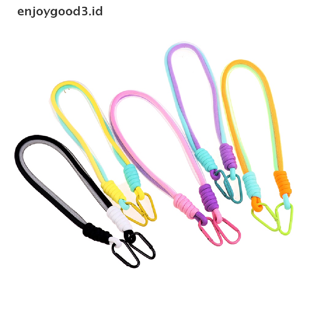 [Rready Stock] Two-tone Buckle Fluorescent Mesh Lanyard Bag Keychain Braided Rope Tali Tas (ID)