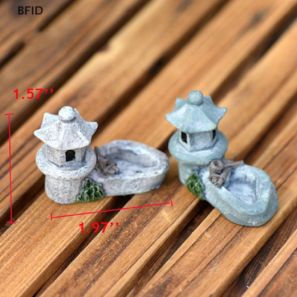 [BFID] Mini retro Menara Pond Resin Kerajinan Peri Dekorasi Taman Patung Mainan DIY Miniatur terrarium Mikro Lanskap Ornamen Rumah [ID]