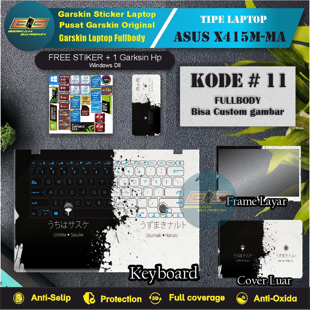 Garskin laptop ASUS X415M-MA Fullbody Kode # 11-15 Free Stiker + 1 Garskin Hp