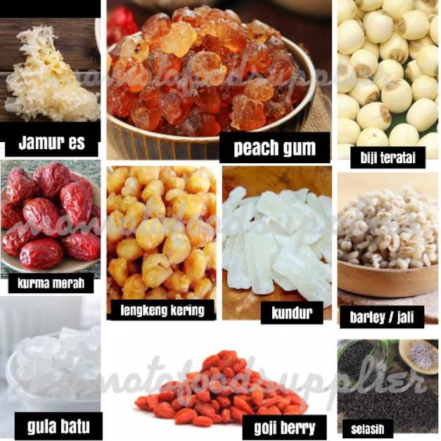 

Model terkini Peach gum dessert 10 bahan paket komplit lengkap double collagen snow bird wedang KLG