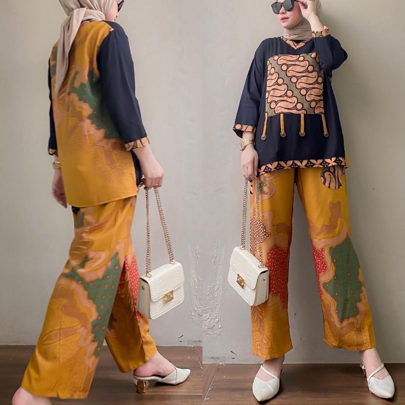 Setelan Wanita Trika ABSTRAK Set Batik Cap 59%Rayon | Setelan Wanita| BATIK ABSTRAK |