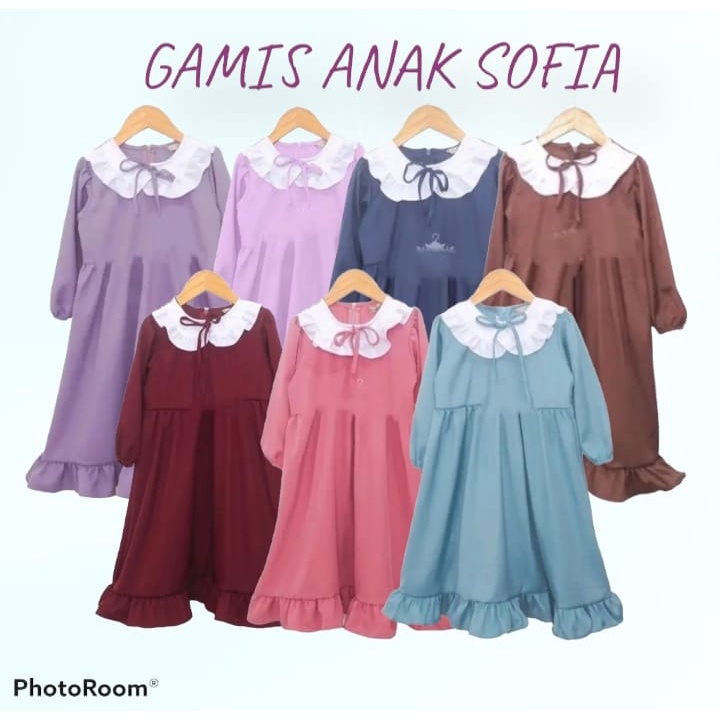 Gamis Anak Sofia Warna Taro/Lavender Usia 1-12 Tahun Gamis Anak Lucu Eksklusif Kekinian