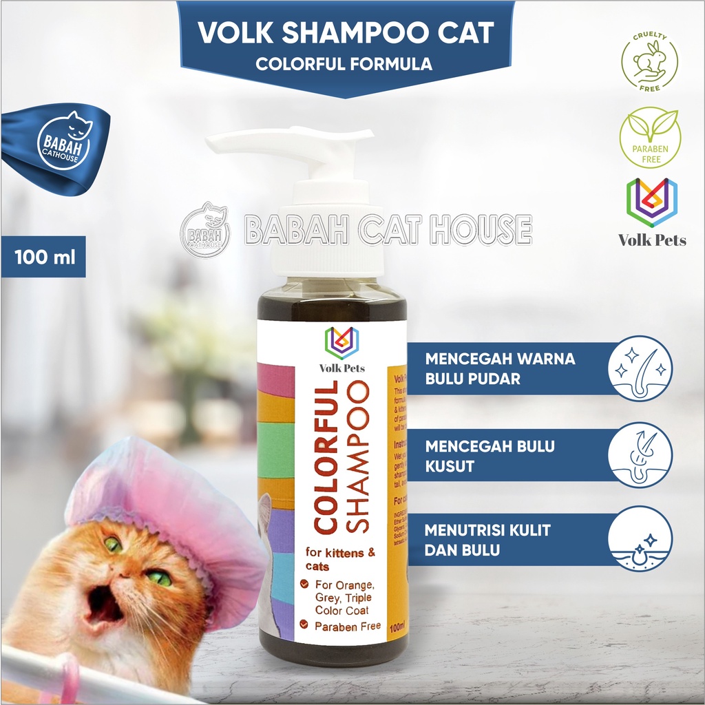Jual VOLK PETS COLORFUL Shampo Kucing Warna Oren Abu Mix Calico Sampo