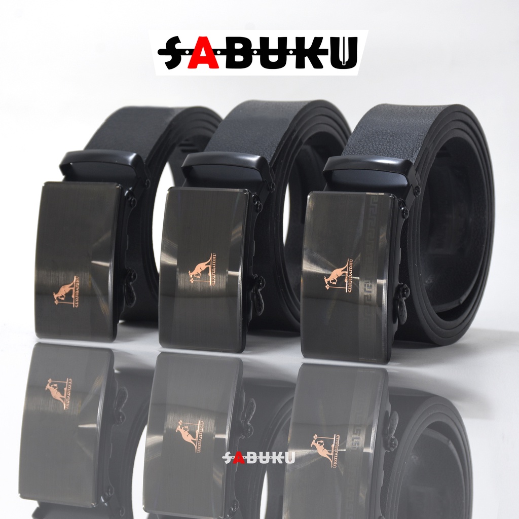 Ikat Pinggang Pria Stainless Model Rel Sabuk Gesper Kulit Men Belt Terbaru Fashion Belt Ban Gesper Sabuk PU - 283