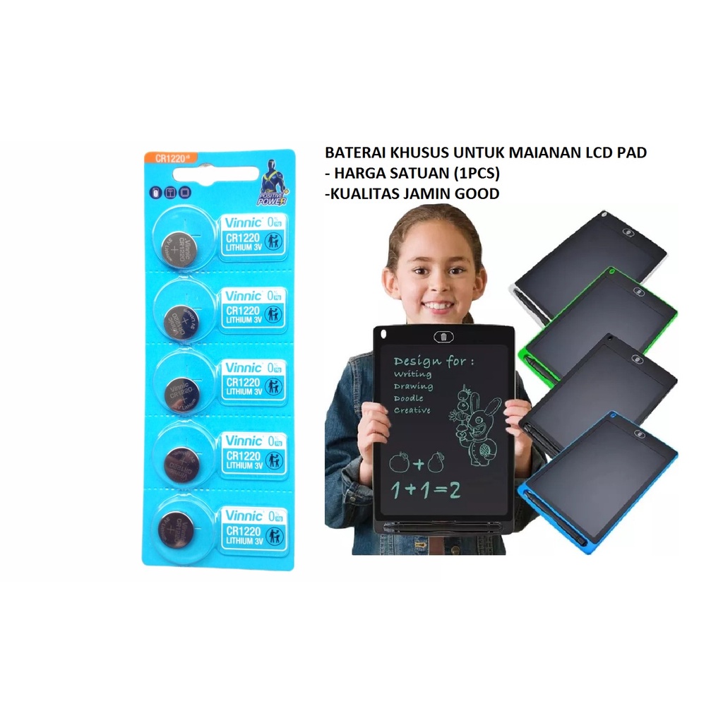 Baterai khusus untuk mainan papan lcd pad type CR1220 lithium 3V