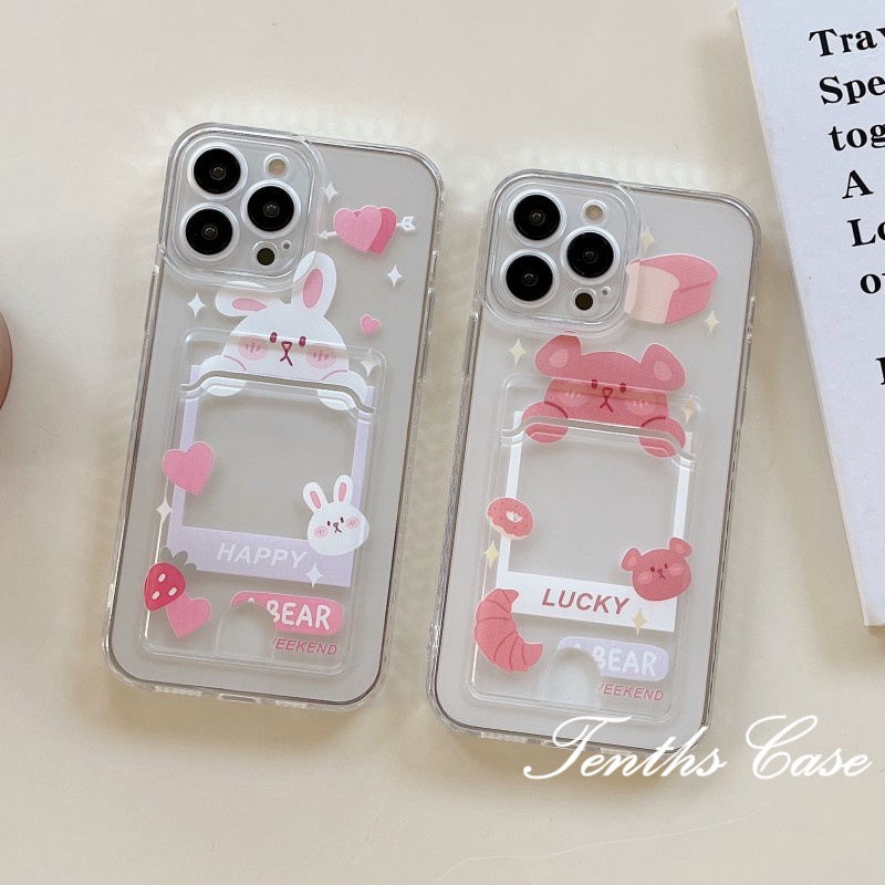 Realme C55 C35 C33 C31 C30 C25Y C21Y C20 C20A C12 C15 C11 10 9Pro+8 8i C15 5i 5s 6i Bear Rabbit Card Holder Handphone Cas Soft Cover