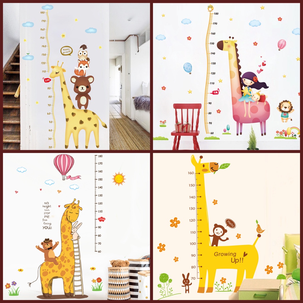 RELIZA WALL STICKER PENGUKUR TINGGI BADAN ANAK HEWAN GROW UP ANIMAL STIKER DINDING LDR29