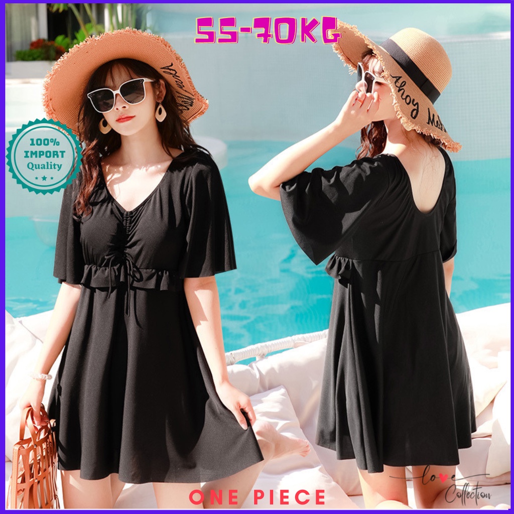 Baju Renang Jumbo Wanita Polos Sexy Elegant Swimdress Pantai Perempuan Big Size Kualitas Premium LC3