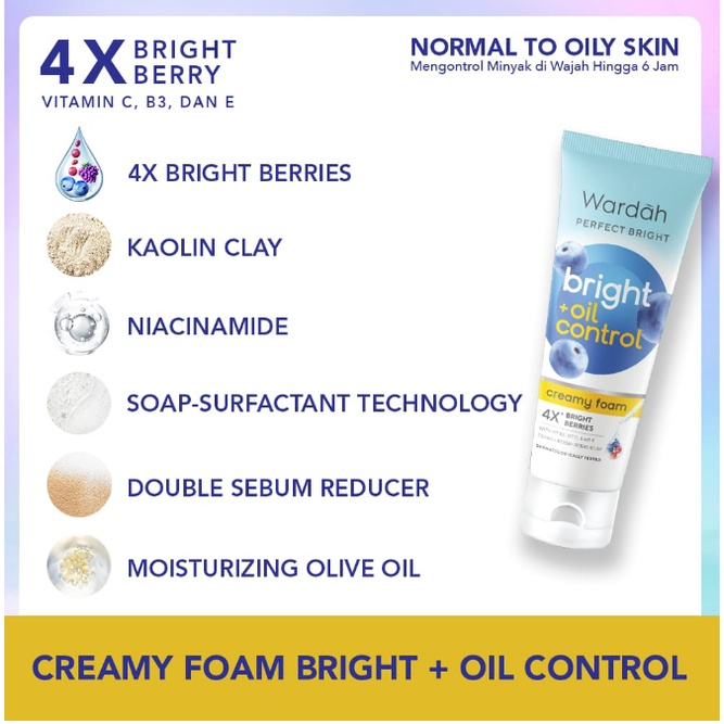 Wardah Perfect Bright Creamy Foam Brightening + Oil Control 50ml 100ml