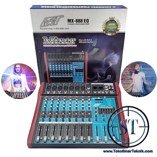 Audio Mixer 8 Channel MX 888 EQ DJ Sound Mixing Amplifier Studio Console Effect Echo Reverb Delay Processor