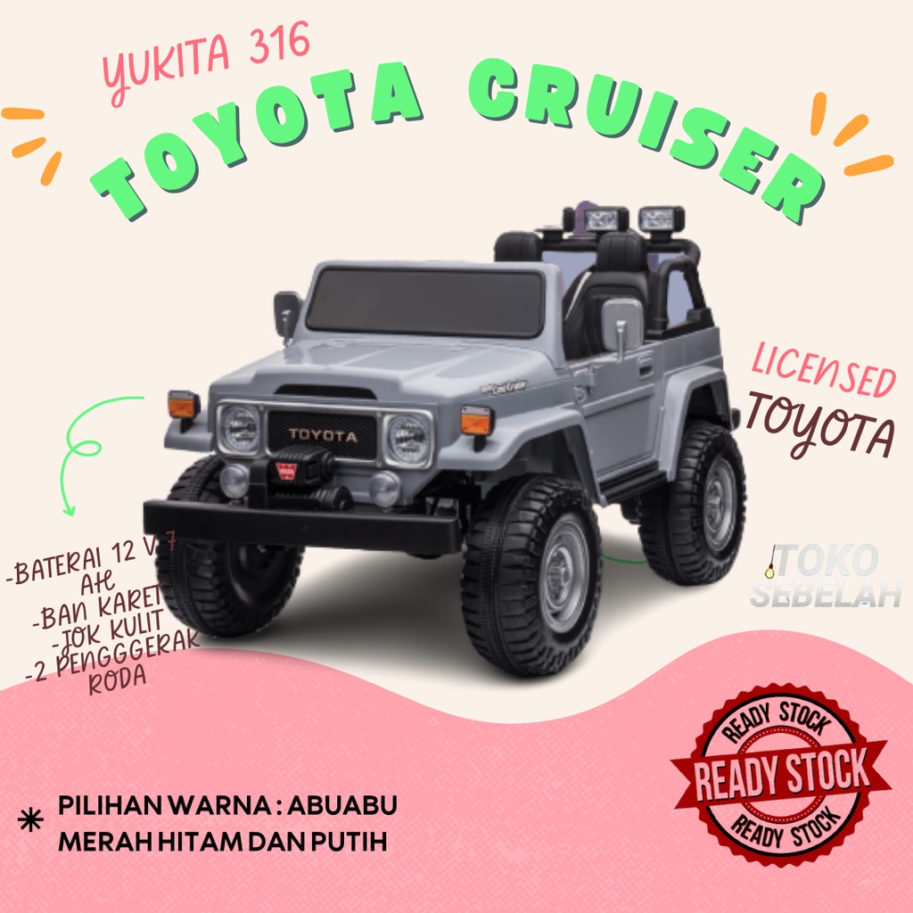 MAINAN ANAK MOBIL AKI YUKITA 316 TOYOTA OFFICIAL LICENSED - GREY