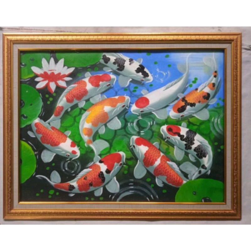 Lukisan strimin asli Ikan Koi jadul