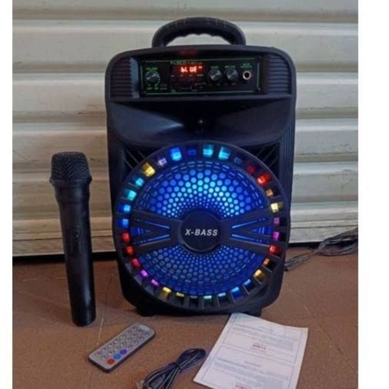 BISA COD SPEAKER BLUETOOTH 8.5INCH MIC WIRELESS SPEAKER KARAOKE FLECO F-8511/ F-8512 BONUS MIC WIRELESS SPEAKER MEETING