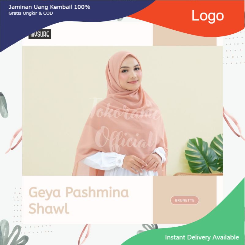 Kerudung Hijab Jilbab Polos Terbaru Geya Pashmina Syar'i Original Mysure