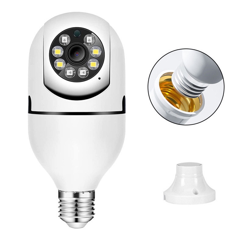 【COD】CCTV Kamera 5G Bulb Night Vision Surveillance Camera Color Automatic Human Tracking Zoom Indoor Security Monitor Wifi Camera