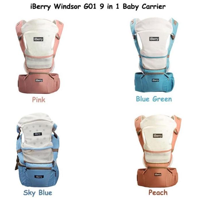 Gendongan Bayi iBerry Windsor G01 9 in 1 Baby Carrier Pink