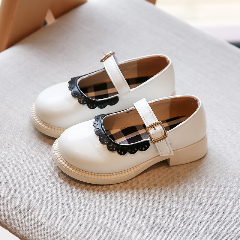 SH2265 Bisa COD Anak Renda Kecil Sepatu Kulit 2023 Musim Semi Baru Ujung Bulat Fashion Anak Perempuan Sepatu Tunggal Lembut Bawah Putri Sepatu Tren Size 21-36