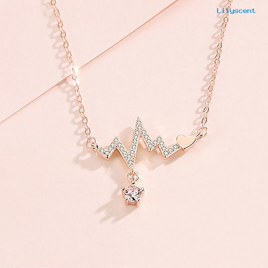 Ls Kalung Wanita Geometris Artistik Hati Ekg Liontin Alloy Necklace Untuk Pesta